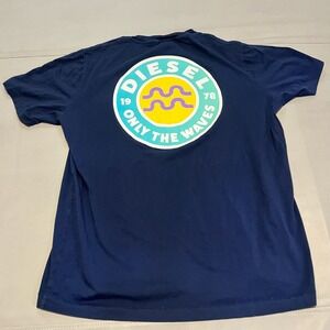 DIESEL Beachwear Men Navy Blue Cotton T Shirt XL Surf Ocean Beach Casual-4745
